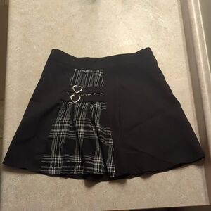 Black mini skirt with Plaid detailing
